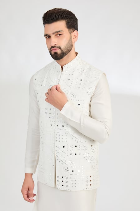 Kasbah Geometric Mirror Work Nehru Jacket 