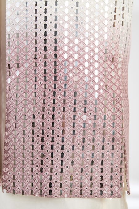 Kasbah_Purple Silk Mirrors, Embroidery Ombre Work Long Jacket _Online_at_Aza_Fashions