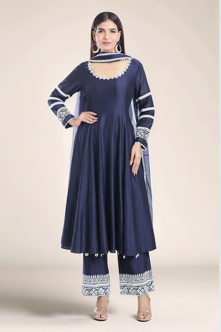 Devnaagri Chanderi Embroidered Anarkali Set 