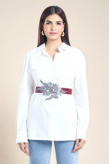 Kiran Uttam Ghosh Floral Applique Sequined Belt 