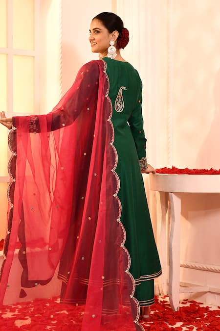 Abbaran Embroidered Yoke Anarkali Palazzo Set 