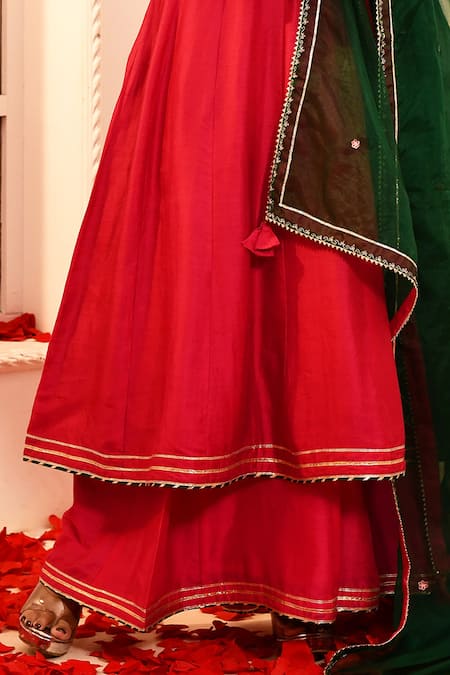 Abbaran Pink Cotton, Silk, Organza Gota Patti, Aari Work Detailed Anarkali Set Online at Aza Fashions Abbaran_Pink Cotton, Silk, Organza Gota Patti, Aari Work Detailed Anarkali Set _Online_at_Aza_Fashions