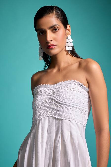 Shop_Dash And Dot_White 100% Cotton Embroidered Crochet Lace Sweetheart Work Jumpsuit _Online_at_Aza_Fashions