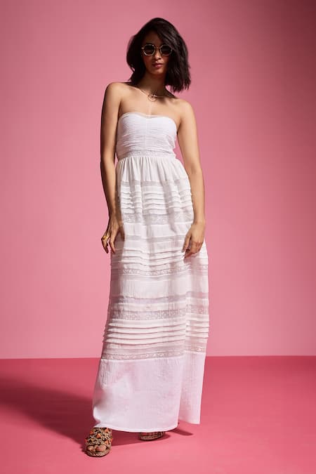 Dash and Dot Embroidered Tiered Tube Dress 