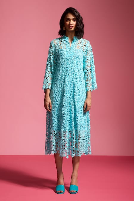 Dash and Dot Floral Cutout Lace Midi Dress 