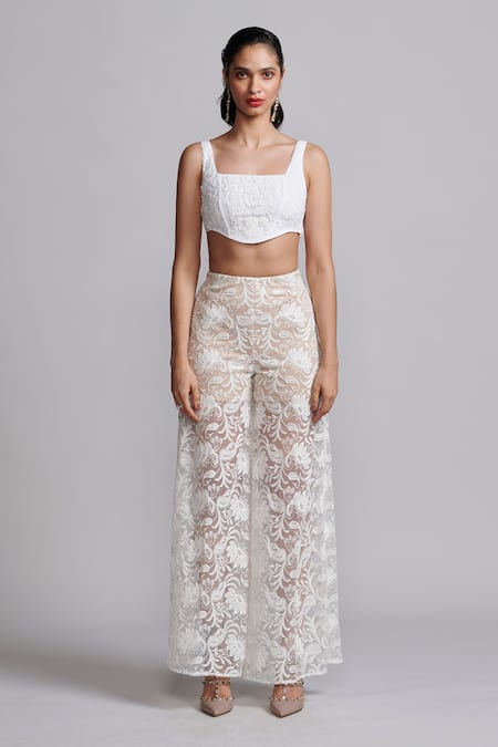 Dash and Dot Floral & Paisley Embroidered Pant 