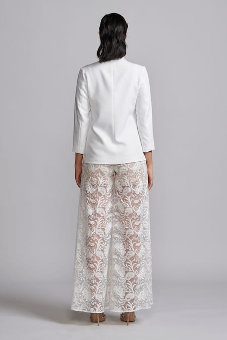 Shop Dash And Dot Ivory Polyester Embroidery Floral And Paisley Pant at Aza Fashions Shop_Dash And Dot_Ivory Polyester Embroidery Floral And Paisley Pant _at_Aza_Fashions