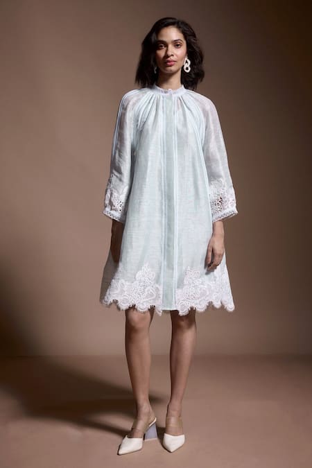 Dash and Dot Scallop Lace Applique Midi Dress 