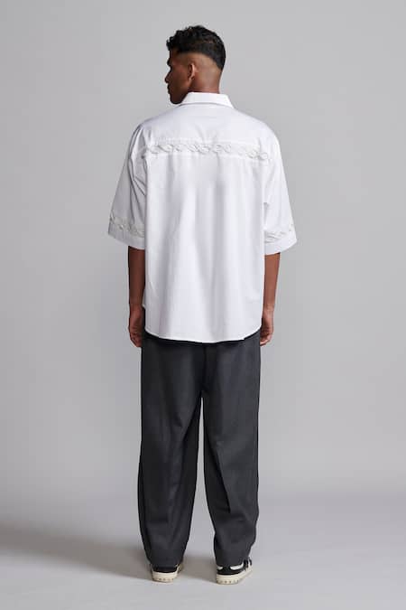 Shop_Dash And Dot_Grey 60% Polyester Plain Pleated Down Pant _at_Aza_Fashions