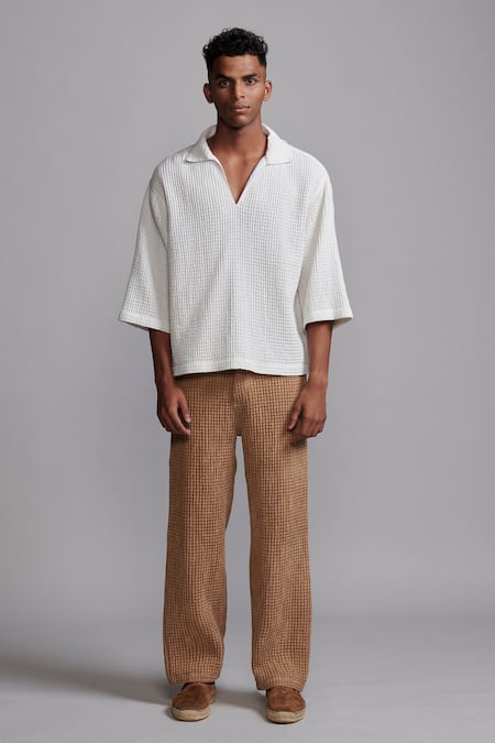 Dash and Dot Washed Textured Pant 