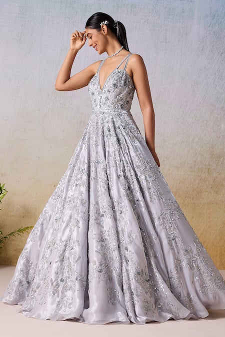 Mirroir Blossom Vine Sequin Embellished Strappy Gown 