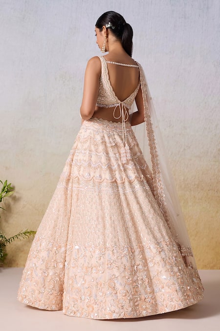 Mirroir Floral Vine Embroidered Sequined Bridal Lehenga Set 