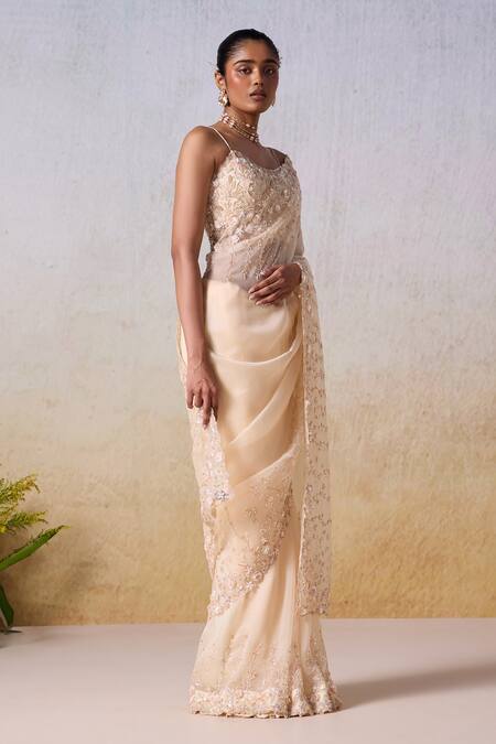Buy Mirroir Pink Viscose, Organza Sequins, Floral Vine Embroidered Border Saree With Blouse Online at Aza Fashions Buy_Mirroir_Pink Viscose, Organza Sequins, Floral Vine Embroidered Border Saree With Blouse _Online_at_Aza_Fashions