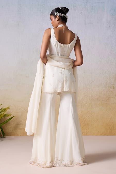 Mirroir Floral Blossom Sequin Embroidered Kurta Sharara Set 