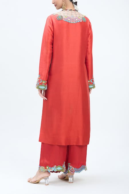 Minaxi Dadoo Embroidered Straight Kurta Palazzo Set 