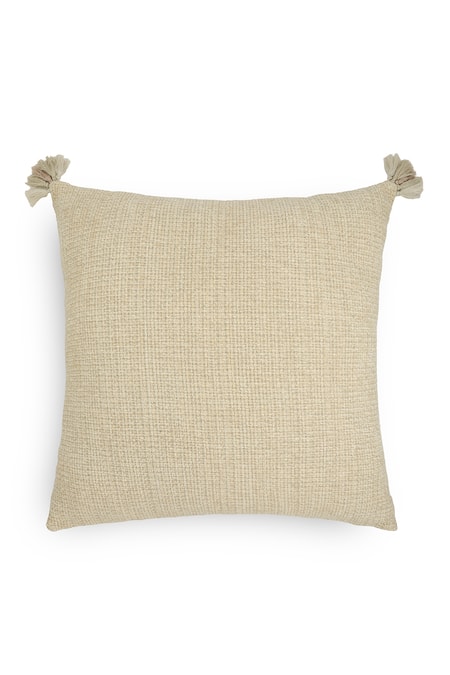 Onset Homes Cream Front 51% Linen Ananya Textured Woven Cushion Cover - Set Of 2 