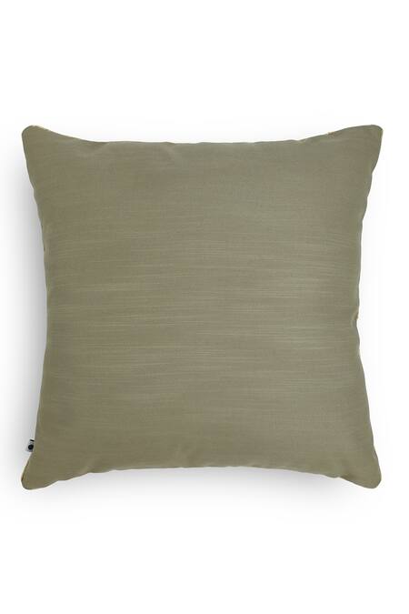 Shop Onset Homes Green Front 51% Linen, 49% Viscose Ananya Handwoven Cushion Cover - Set Of 2 at Aza Fashions Shop_Onset Homes_Green Front 51% Linen, 49% Viscose Ananya Handwoven Cushion Cover - Set Of 2_at_Aza_Fashions