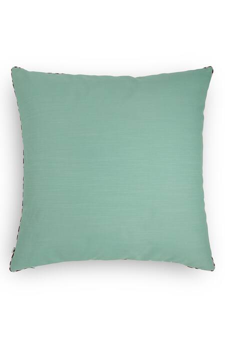 Shop Onset Homes Green Front 51% Linen, 49% Viscose Ananya Woven Cushion Cover - Set Of 2 at Aza Fashions Shop_Onset Homes_Green Front 51% Linen, 49% Viscose Ananya Woven Cushion Cover - Set Of 2_at_Aza_Fashions