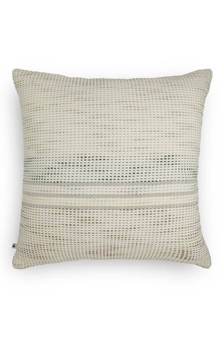 Shop Onset Homes Off White Front 55% Linen, 45% Cotton Bageecha Print Cushion Cover - Set 2 at Aza Fashions Shop_Onset Homes_Off White Front 55% Linen, 45% Cotton Bageecha Print Cushion Cover - Set 2_at_Aza_Fashions