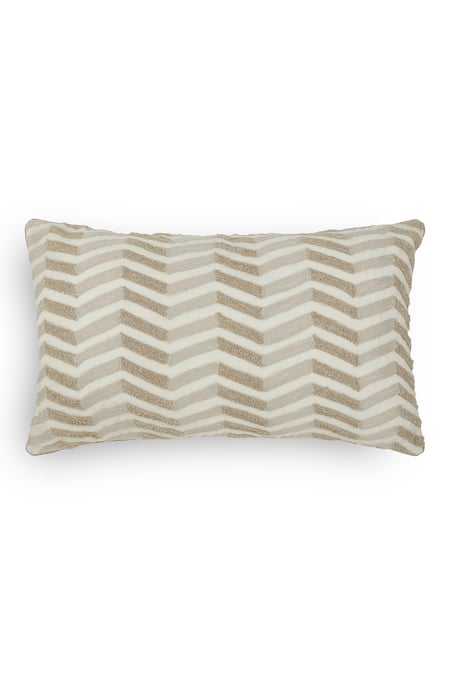 Onset Homes Cream 86% Linen Lahar Rectangle Shaped Cushion Cover - Set Of 2 