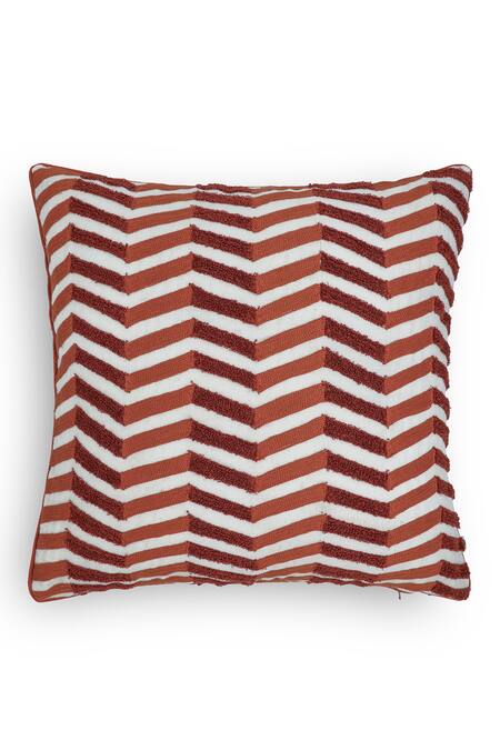 Onset Homes_Orange 10% Viscose, 86% Linen, Lahar Rectangle Shaped Cushion Cover - Set Of 2_Online_at_Aza_Fashions