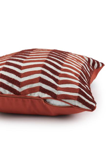 Buy_Onset Homes_Orange 10% Viscose, 86% Linen, Lahar Rectangle Shaped Cushion Cover - Set Of 2_Online_at_Aza_Fashions