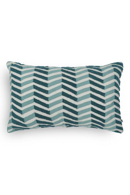 Onset Homes_Green 10% Viscose, 86% Lahar Thread Hand Embroidered Cushion Cover - Set Of 2_Online_at_Aza_Fashions