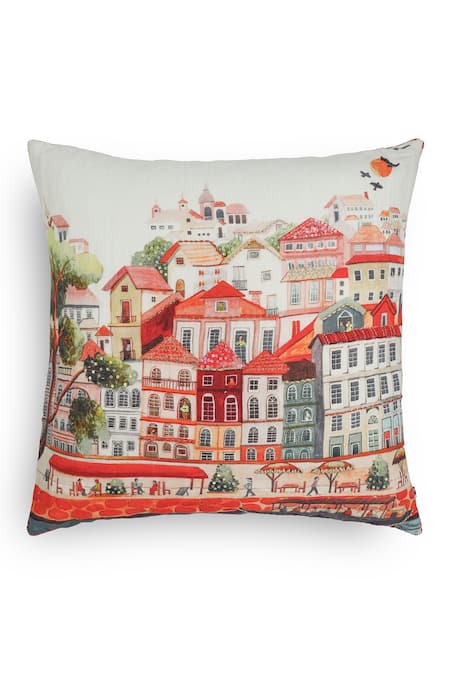 Onset Homes Nagari Building Pattern Cushion Cover - Set of 2 