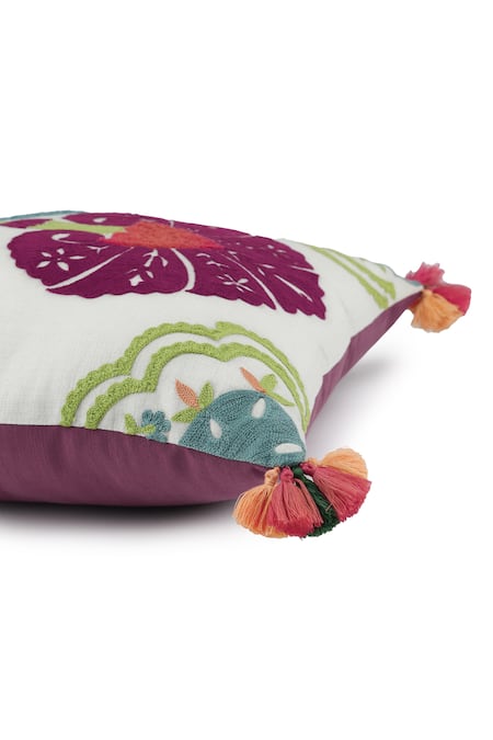 Buy_Onset Homes_Purple 10% Viscose, 86% Saubhagya Thread Embroidered Cushion Cover - Set Of 2_Online_at_Aza_Fashions