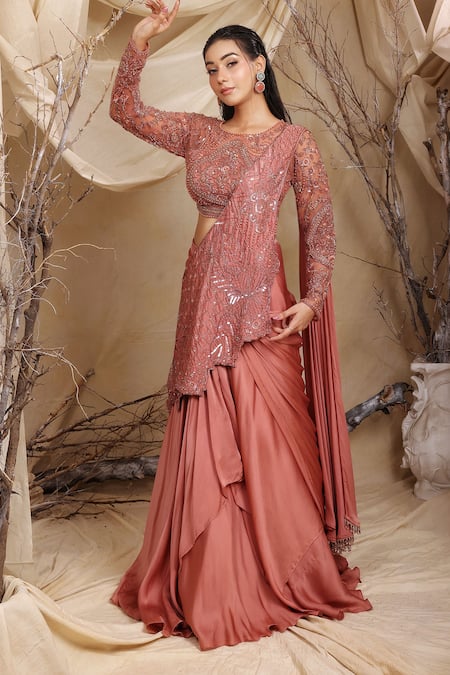 Lasha Layered Lehenga & Florin Embroidered Blouse Set 