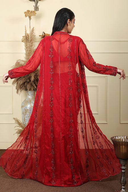 Lasha Gul Embroidered Pre-Draped Saree Set 