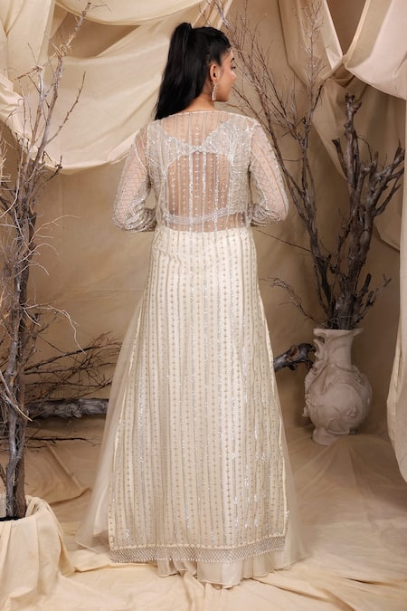 Lasha Phool Vine Embroidered Jacket & Organza Lehenga Set 