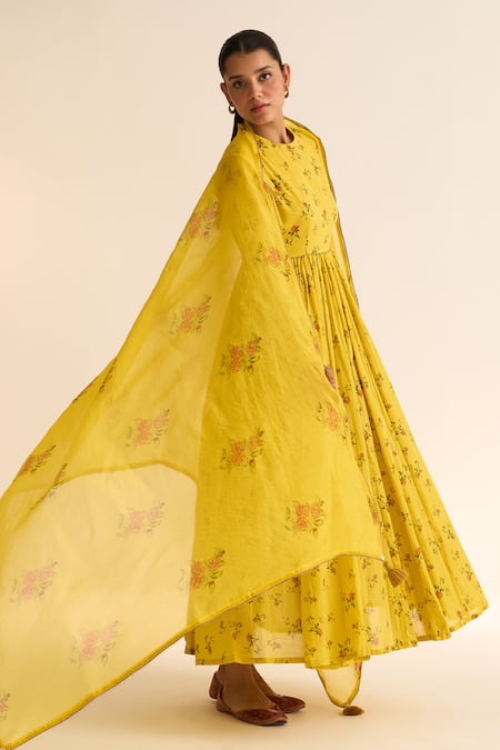 Dot Evani Organza Floral Print Dupatta 