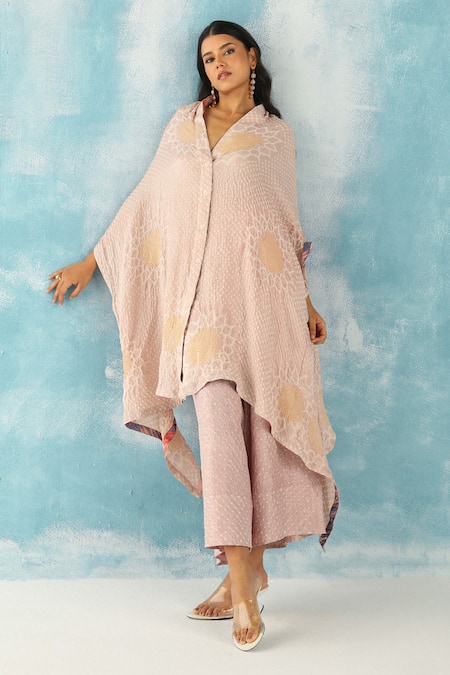 Twenty Nine_Pink Gabardine Gajji Silk Palazzo _at_Aza_Fashions