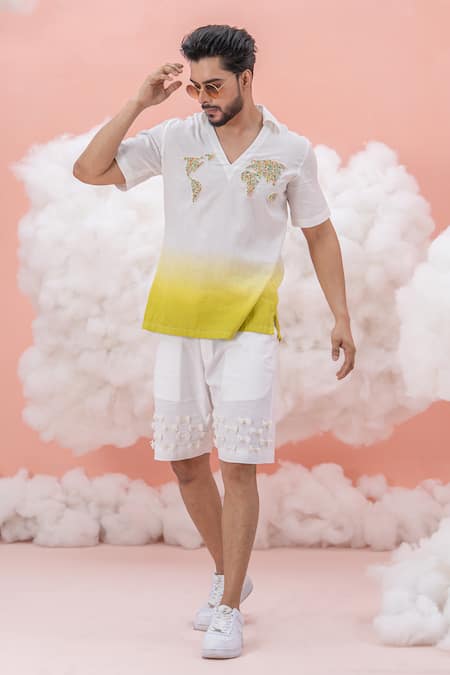 Runit Gupta Go Global Bead Embroidered Ombre Dyed Shirt 