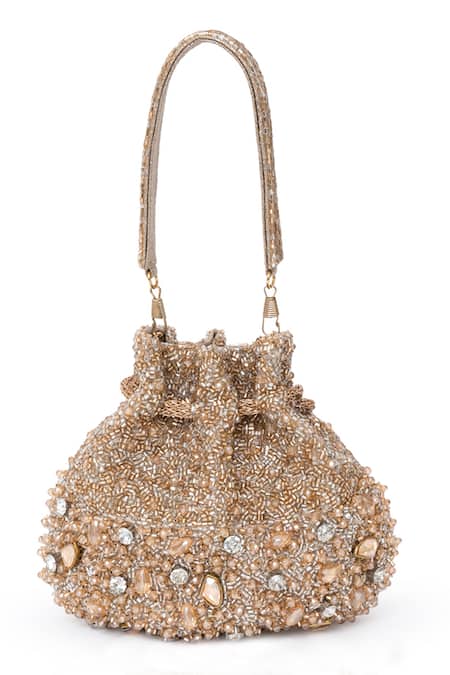 Beau Monde Crystal & Bead Embellished Potli Bag 
