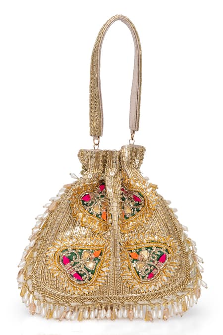 Beau Monde Sequin & Bead Patchwork Potli Bag 