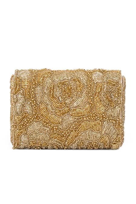 Beau Monde Floral Cutdana Embroidered Clutch 