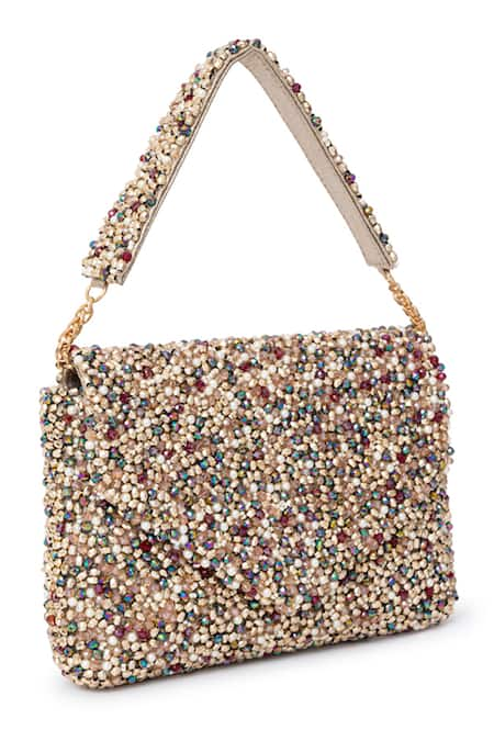 Beau Monde Multi Color Pearl And Bead Embellished Clutch 