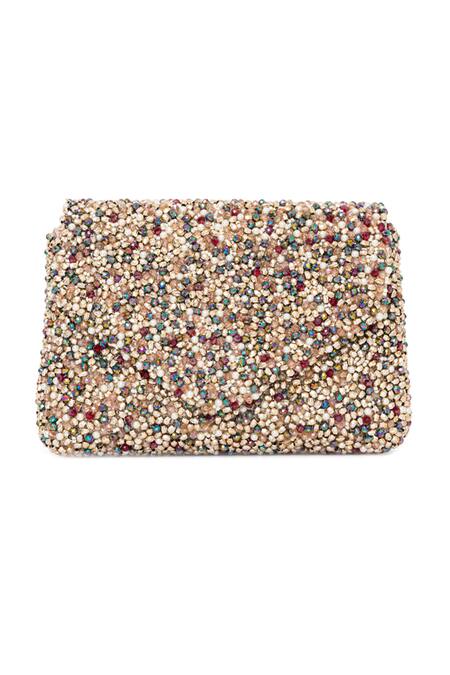 Beau Monde_Multi Color Pearl And Bead Embellished Clutch _Online_at_Aza_Fashions