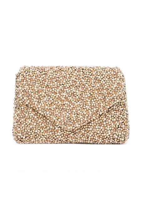 Buy_Beau Monde_Gold Pearl Bead Embellished Clutch _Online_at_Aza_Fashions