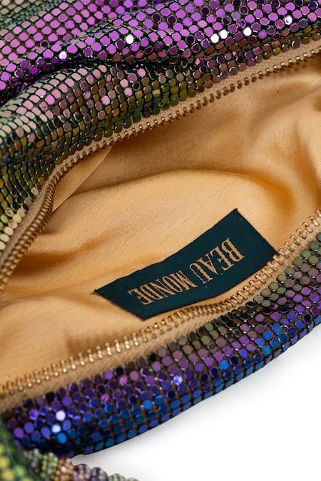 Buy_Beau Monde_Blue Chains Metallic Mesh Bag 