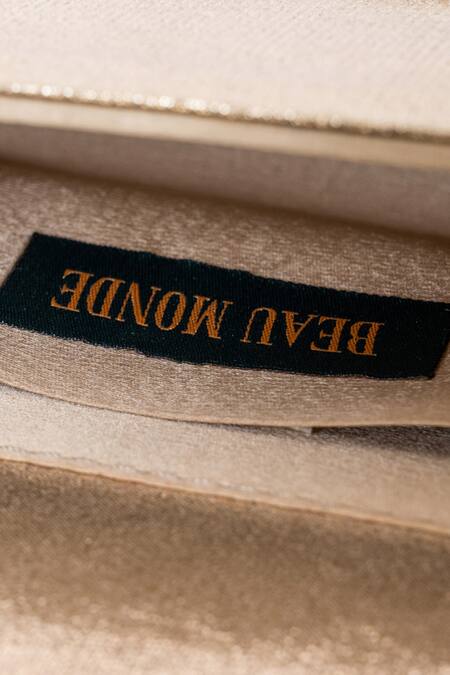 Shop_Beau Monde_Gold Droplets Geometric Tassel Embellished Clutch _Online_at_Aza_Fashions