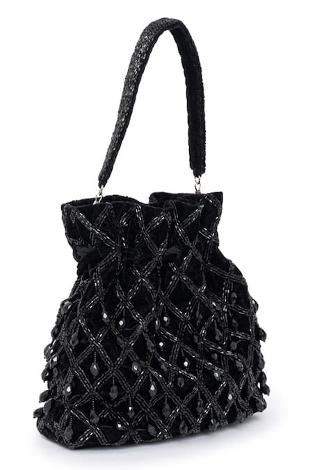 Beau Monde Black Embroidered Potli Bag 