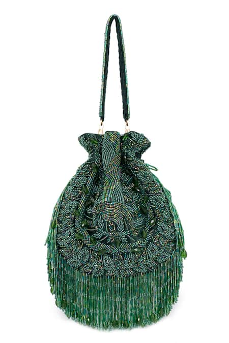 Beau Monde Green Embroidery Mehereen Potli 