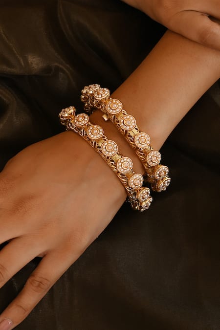 Namasya Florin Pearl Embellished Bangles 2 Pcs 