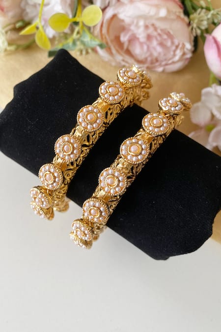Namasya Florin Pearl Embellished Bangles 2 Pcs 