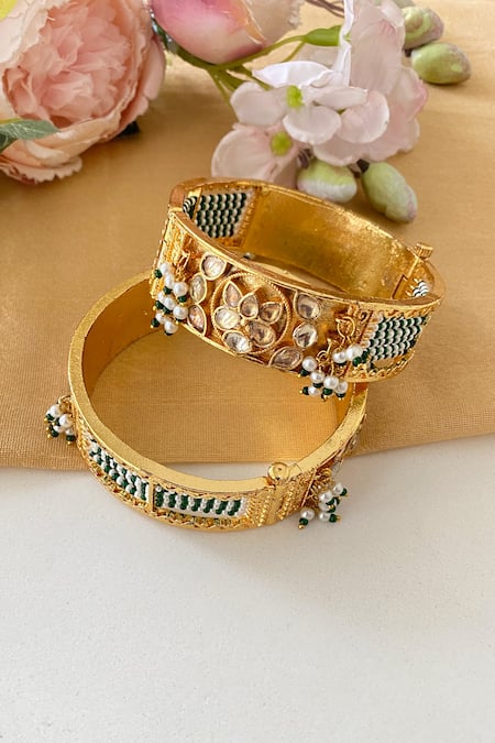 Namasya Pearl & Kundan Embellished Bangles 2 Pcs 