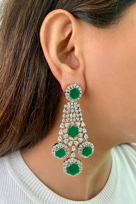 Buy PRERTO Green Diamonds, Stones 5 Layered And Oval Choker Online at Aza Fashions Buy_PRERTO_Green Diamonds, Stones 5 Layered And Oval Choker_Online_at_Aza_Fashions