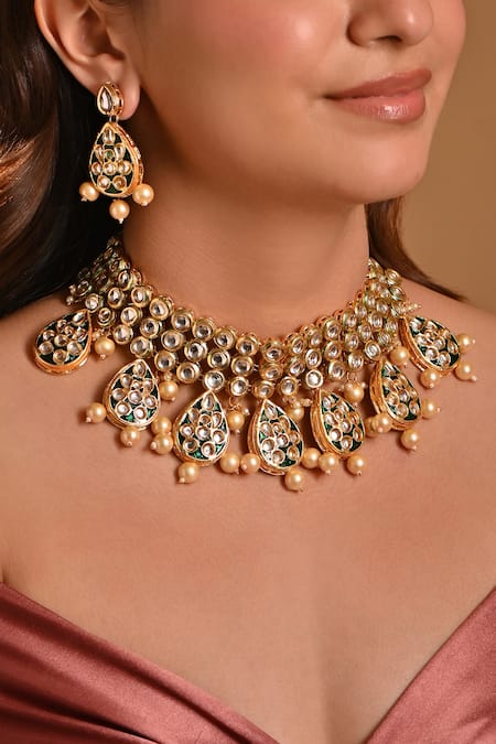 Raga Baubles Meenakari Drop Pattern Choker Set 